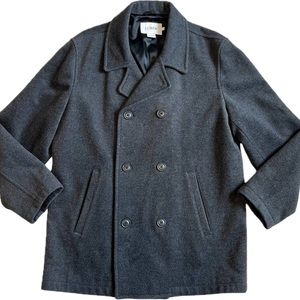 Men’s Charcoal Medium Wool J. Crew Peacoat Double Breasted